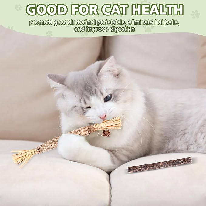 6 Pack Silvervine Sticks Cat Toy, Natural Cat Chew Stick for Cat Dental Care Teeth Cleaning,Matatabi Cat nip Treat Toys for Indoor Cats& Kittens