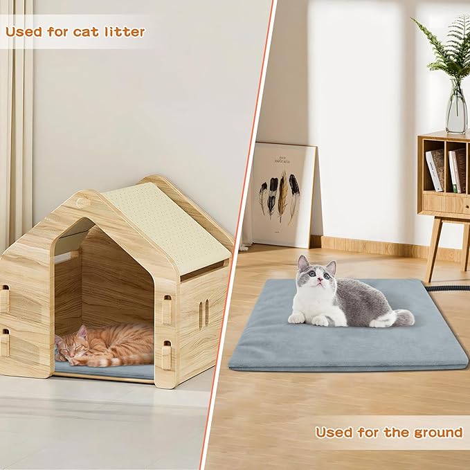 Pet Heating Pads for Cats & Dogs Outdoor, 27.5x15.7inches Dog Cat Heating Pad Bed Outdoor Waterprooof, Warming Heated Cat Dog Bed Blanket Outdoor, Heated Pet Mat, Gifts for Cats Dogs in Winter
