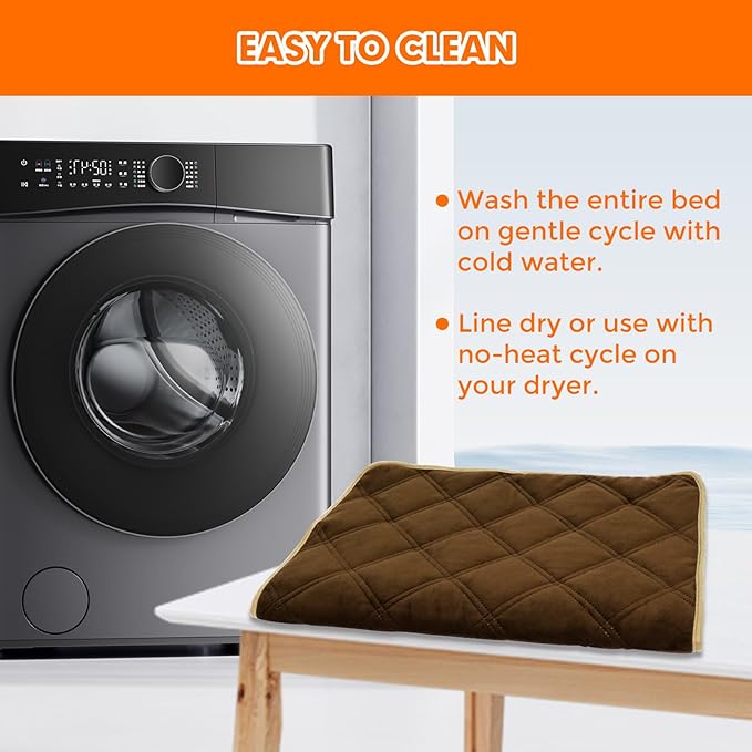 Vannon Self Heating Cat Mat Self Warming Dog Cat Bed Pad Heat Reflective Soft Dog Crate Pad Thermal Pet Mat for Outdoor Indoor Pets, Anti-Slip, Washable, Brown (S:18.9" x 27.6")