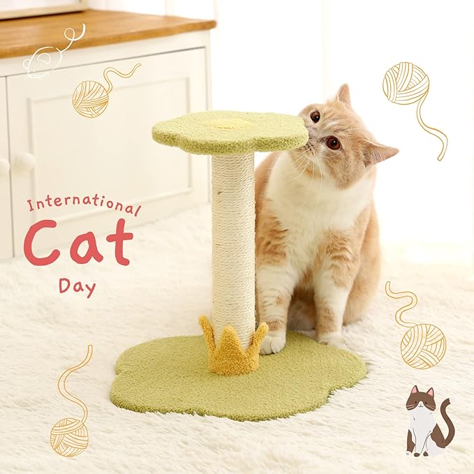 Docal Cat Scratching Post, Cat Tree Cat Tower for Indoor Cats with Sisal Covered Scratching Posts and Flower Shape Platform, Cat Tower Activity Center Furniture for Kittens Cats and Pets