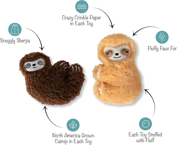 Fringe Studio Plush Cat Toy Set, Movin' Slow, Mini 2 Piece Set, Pet Shop Collection (692009)