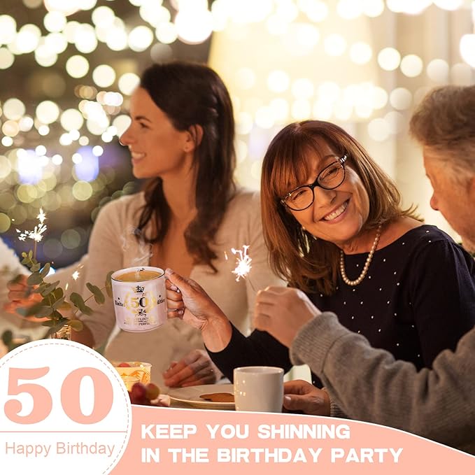 50th Birthday Gifts for Women Her, Fabulous 50 Aged to Perfection, 14oz Gold Pattern Coffee Mug, Cool Gifts Idea for Turning 50 Year old Mom, Wife, Daughter, Sister, Friends, Aunt, Nice Gift Boxed