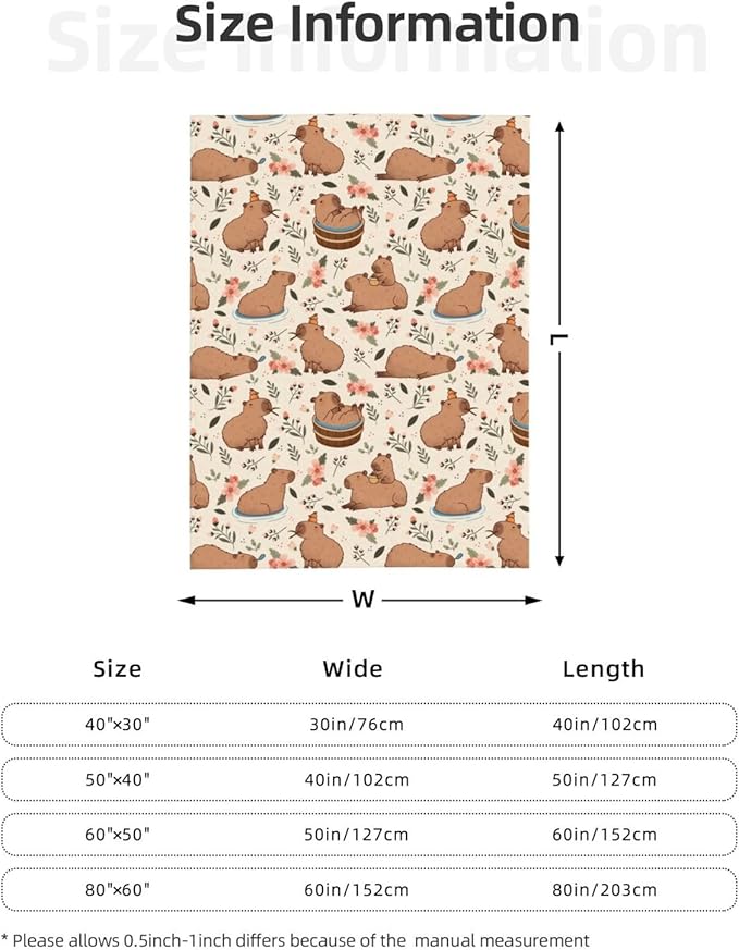 Capybaras Blanket Throw Blanket for Bed Soft Cozy Fluffy Couch Blankets Fleece Blanket Throw Gifts for Women Men Girls Boys 60"x50"