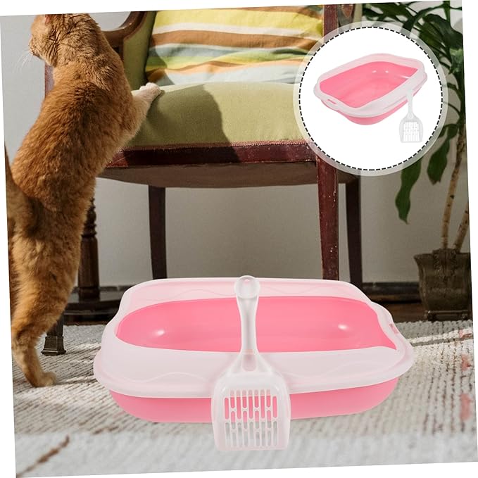 1 Set Cat Litter Box Portable Litter Box Plastic Bins Portable Potty Cat Litter Tray with Scoop Kitten Litter Box -Splash Litter Box Kitten Litter Box Low Entry Open Litter Box