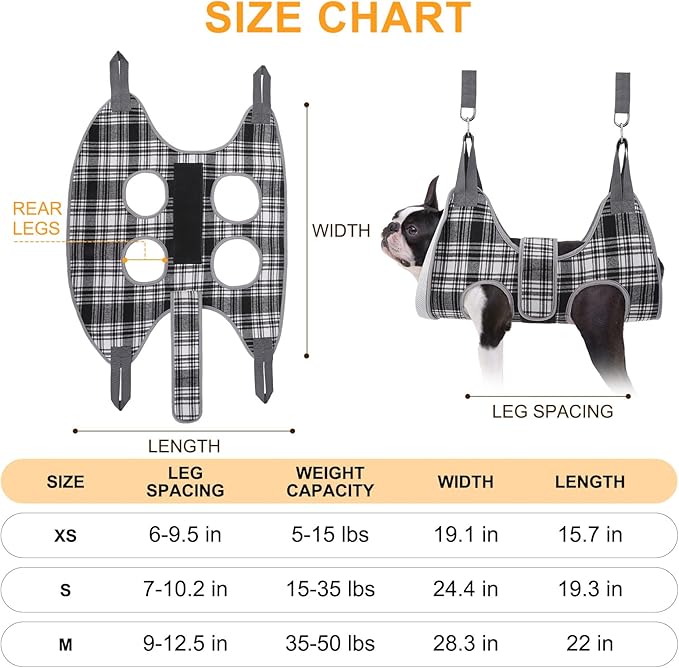 BEAUTYZOO Dog Grooming Hammock, Small Dog Sling for Nail Trimming, Dog Hanging Harness for Claw Care with Thick Fabric Neck Support Wide Strap Restraint Cat Grooming Hammock, Black XS