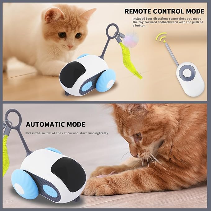 Remote Control Cat Toy for Indoor Interactive Turbo Tail 3.0 Cat Toy Automatic Moving Eemote Mouse Smart Electric Teazys Cat Toy Mobile Car Toy