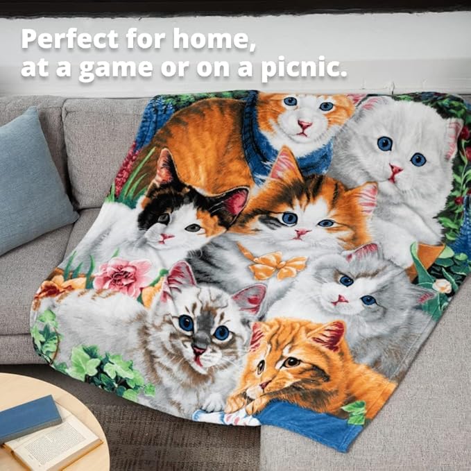 Dawhud Direct Kitten Fleece Blanket for Bed, 50" x 60" Cute Fleece Throw Blanket for Girls, Women, Men and Kids - Super Soft Plush Cat Blanket Throw