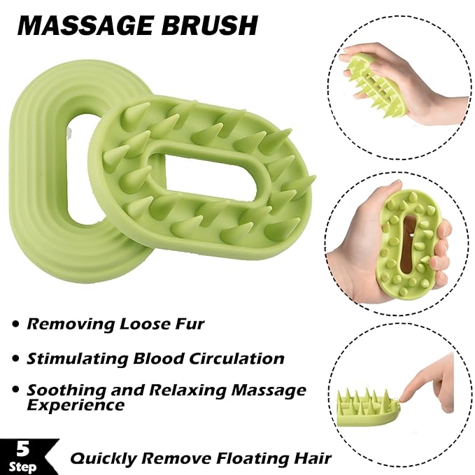 Cat & Dog Grooming Kit, Dog Hair Brush for Shedding - Includes Steam Brush, Undercoat Rake, Bath Brush, Flea Comb, Massage brush - Fur Dematting Tool