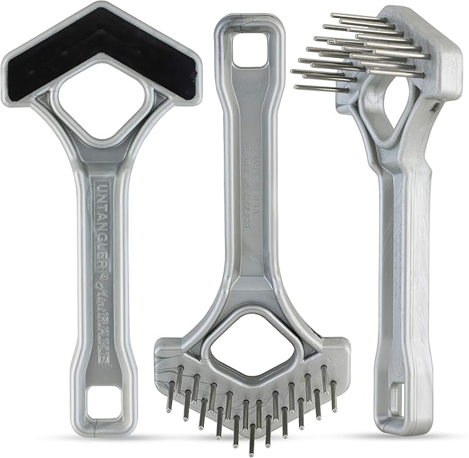 Mini-Rake V-Shaped with Double-Row Rotating Teeth (Silver with Blacktop)
