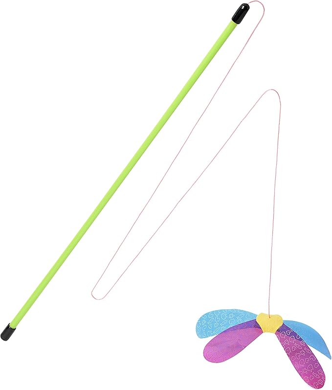 RompiCatz Rustlin' Mylar Teaser String Wand and Interactive Cat Toy, Winged Bug