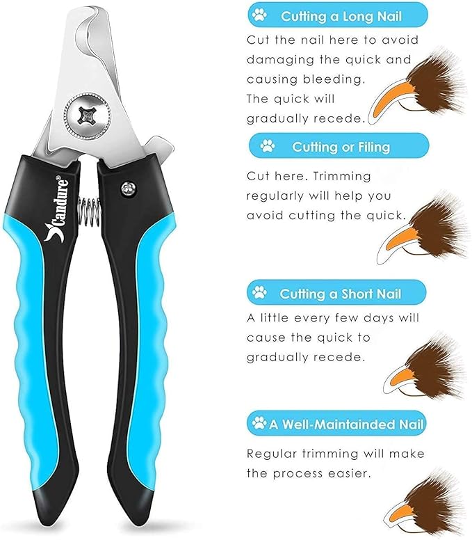 Candure Dog Nail Clippers Professional Dog Nail Trimmers Suitable for Large to Medium Dogs, Cats, Rabbits and Guinea Pigs - Safety Lock/Protective Guard to Avoid Over Cutting