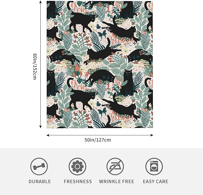 Fleece Throw Blanket for Couch, Sofa, Car, Bed, 60"x50" Cozy Soft Lightweight Fuzzy Flannel Warm Blanket Suitable for All Seasons (Cat)