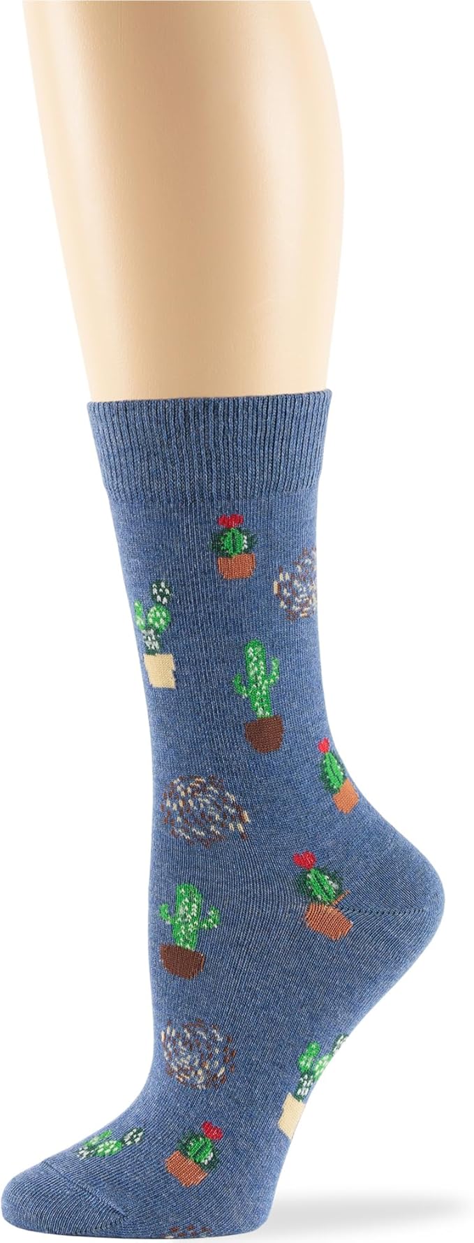 7BIGSTARS KINGDOM Womens Fun Cotton Crew Socks - 4 Pack L/M - Cactus Space Desert Coffee Fox Dog Hedgehog Puppy Flower Bird