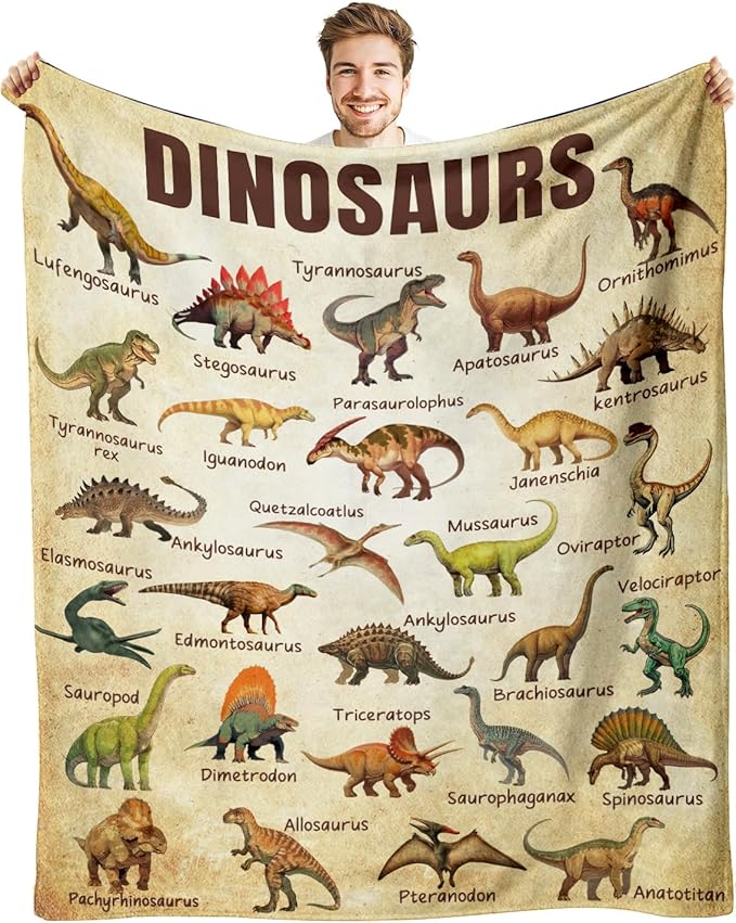 Dinosaur Blanket for Kids, Educational Gifts for Dinosaur Lovers Children Boy Girl, Jurassic World Dinosaurs Throw Blanket Ultra-Soft Skin-Friendly for Sofa Bed Home Dino Room Decor 50 * 40in