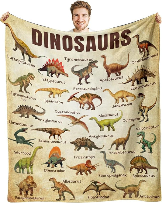 Dinosaur Blanket for Kids, Educational Gifts for Dinosaur Lovers Children Boy Girl, Jurassic World Dinosaurs Throw Blanket Ultra-Soft Skin-Friendly for Sofa Bed Home Dino Room Decor 50 * 40in