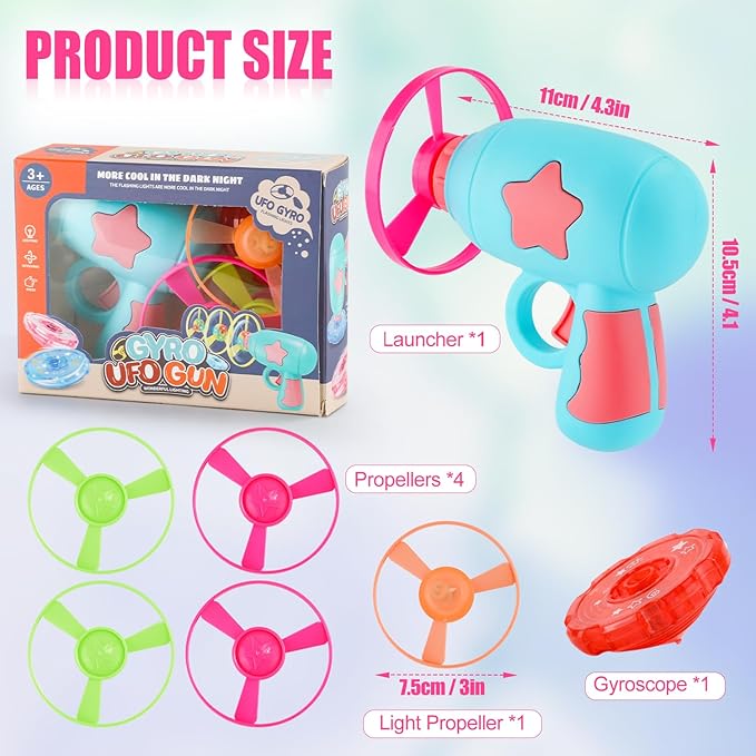 BOXOB Helicopter Cat Toy Launcher with 5pcs Flying Discs + Spinning Top Toy Helicopter Cat/Dog Fetch Toy Flying Propellers Cat Interactive Toys Cat Teaser Toy for Training, Chasing, Playing