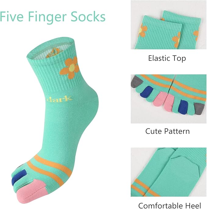 Benefeet Sox Funny Toe Socks Women Five Finger Socks Girls Cute Toe Seperated Cotton Socks Running Athletic Christmas Gifts