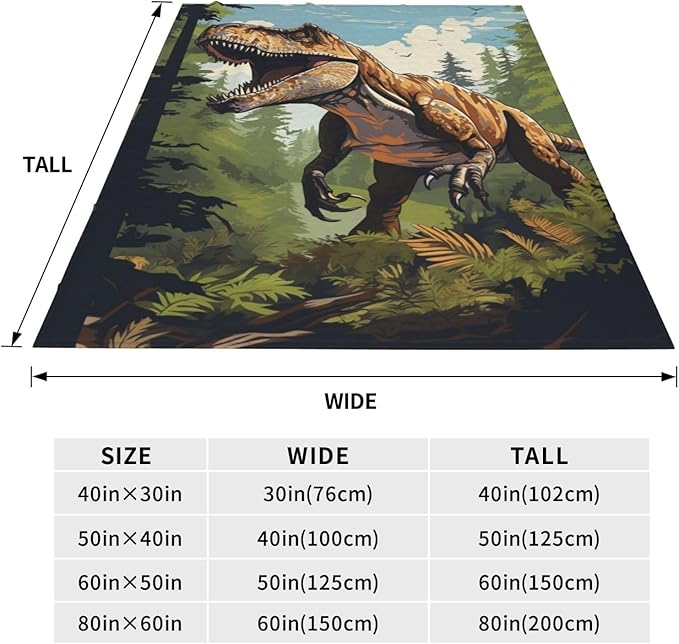 Dinosaur Blanket Gifts for Boys Kids Jurasssic Tyrannosaurus Dino Flannel Throw Blankets for Home Couch Bed Sofa Soft Fuzzy Lightweight Decor All Season 80x60 Inches