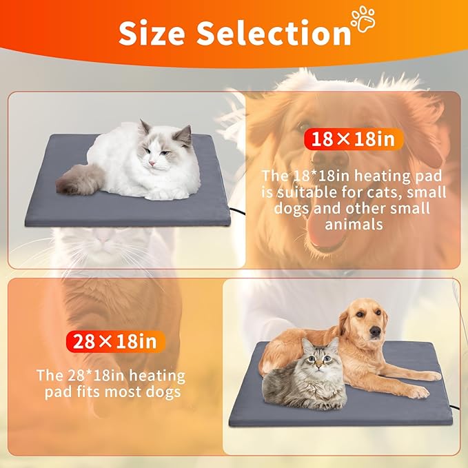 Dog Heating Pad, Waterproof Pet Heating Pad for Cats Dogs with 12H Timer & 9-Adjustable Temperature, Heated Dog Pad, Pet Heater Warmer for Cat Dog House Whelping Box Outdoor Indoor (18x18 Inches)