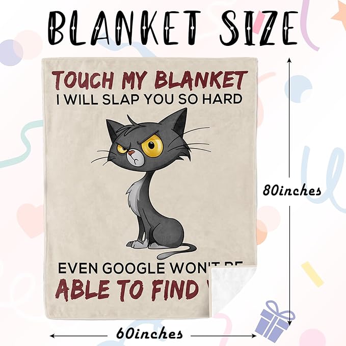 Birthday Gifts for Women, Funny Female Birthday Gift for Women Who Have Everything, Gifts for Her, Cat Funny Blanket 60"x80", Cat Gift for Womens Unique