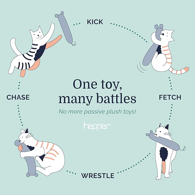 Hepper Plush Mouse Kicker Toy - Catnip Interactive Cat Toy with Bell- Durable Cat Toys for Kicking & Wrestling- Large Cat Toy for Indoor Cats Filled with Catnip- Perfect Pet Gifts for Cats
