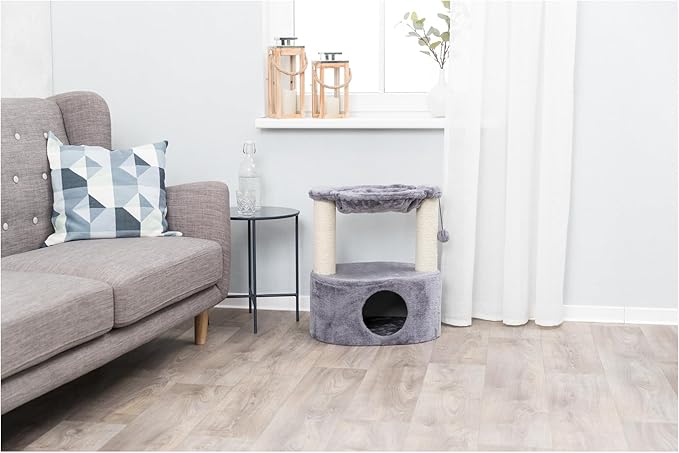 TRIXIE Baza Grande 24-in Cat Tree, Two Sisal Scratching Posts, Cat Condo and Hammock, Dangling Cat Toy