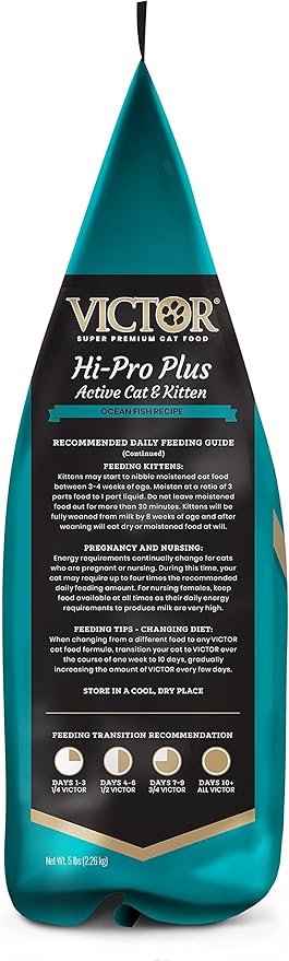 Victor Super Premium Cat Food – Hi-Pro Plus Active Cat and Kitten – Dry Cat Food for Active Cats – All Breeds and All Life Stages from Kitten to Adult, 5lb