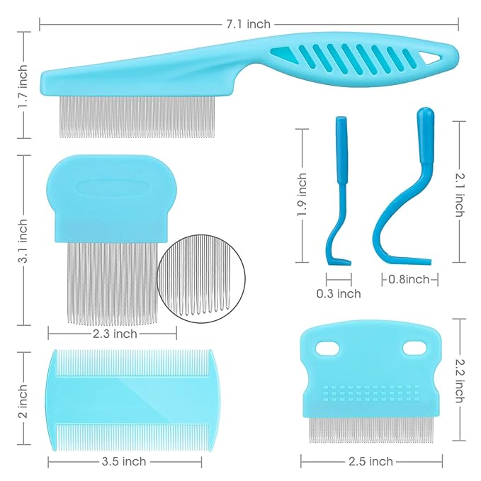 Cat Comb Dog Comb Fine Tooth Comb Pet Comb Grooming Set For Grooming And Removing Dandruff Flakes Remove Float Hair Tear Marks (blue)