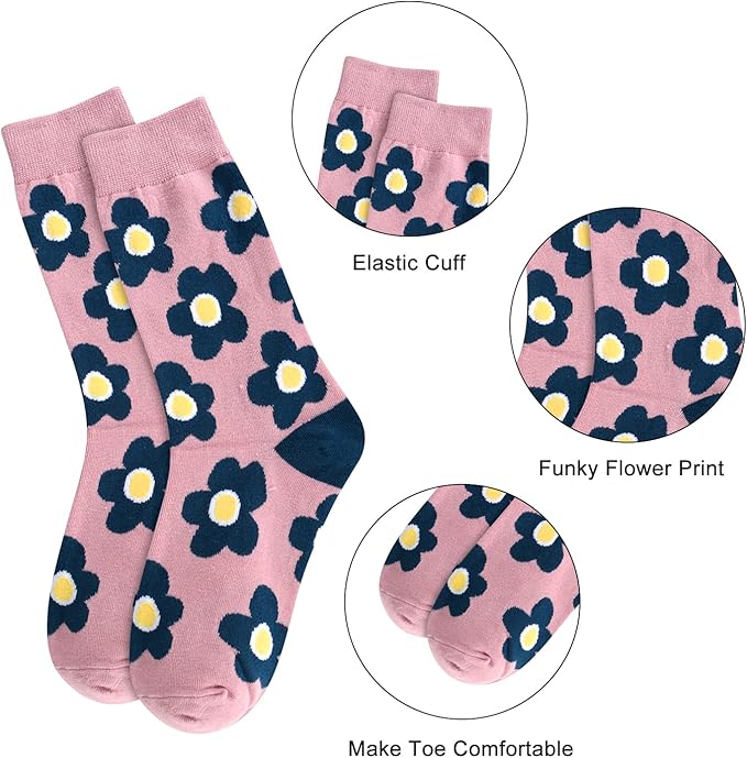 Benefeet Sox Womens Novelty Funny Crew Socks Girls Cute Animal Colorful Floral Patterned Silly Funky Casual Cotton Socks