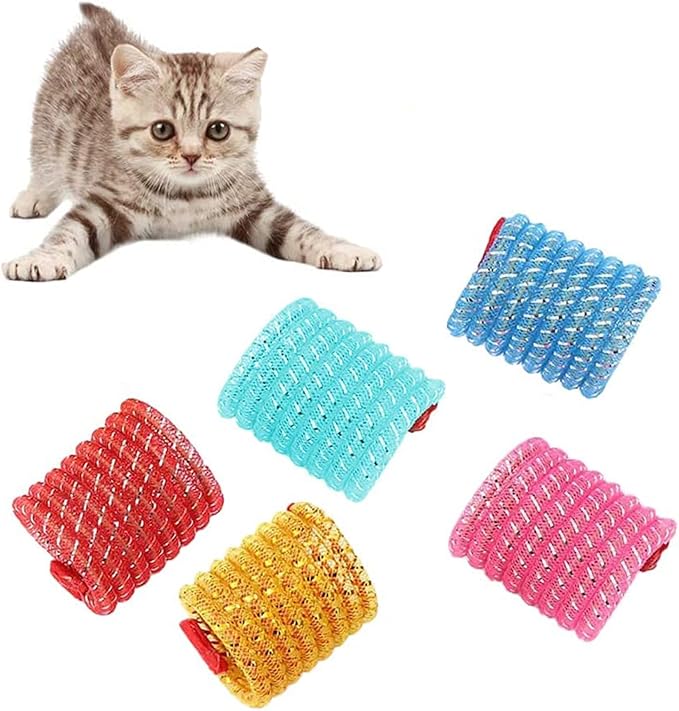 WishLotus Cat Spring Toys, 5pcs Cat Toys for Indoor Cats Colorful and Interactive Telescopic Funny Cat Jumping Toy Flexible & Coil Spiral Springs Kitten Chew Toys