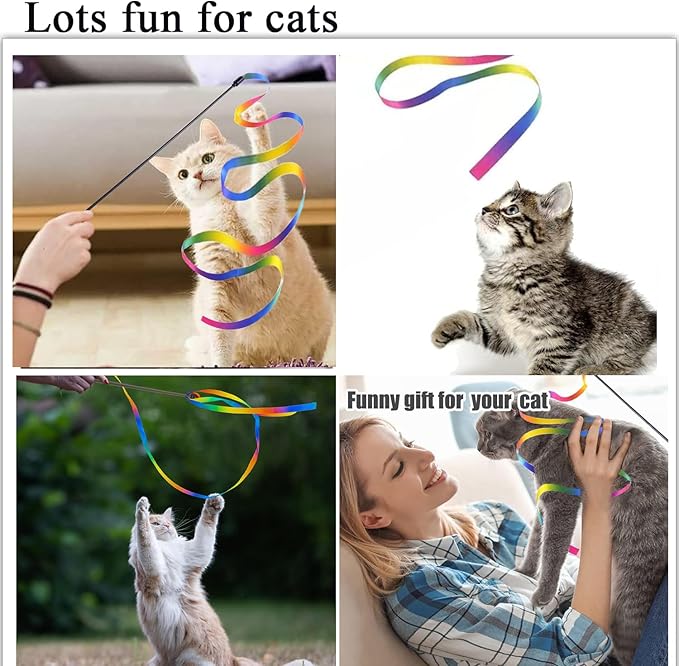 itPlus Indoor Cats Toy(2Packs), Interactive Cat Wand Toys for Cats Kitty Kitten Toys Teaser Wand Cat String Toy for Cats Kitten Chase Exercise Keep Fit Cat Toy