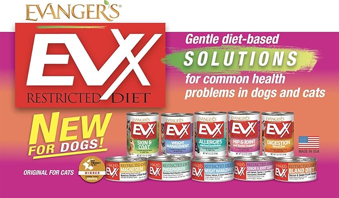 Evanger's EVX Restricted Diet Canned Cat Food, 8 Weight Management, 8 Senior & Joint Health, 8 Bland Diet Variety Pack