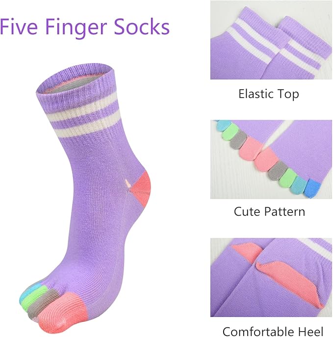 Benefeet Sox Funny Toe Socks Women Five Finger Socks Girls Cute Toe Seperated Cotton Socks Running Athletic Christmas Gifts