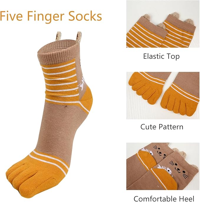 Benefeet Sox Funny Toe Socks Women Five Finger Socks Girls Cute Toe Seperated Cotton Socks Running Athletic Christmas Gifts