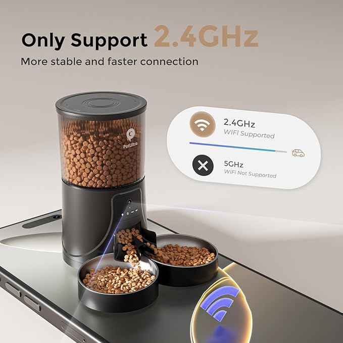 Automatic Cat Feeder for 2 Cats: Dual Feeder with 2.4G WiFi Remote Control, HD Camera, 2-Way Audio, Timed Auto Pet Feeding for Multiple Cats- Detachable & Easy to Clean with Desiccant Bag