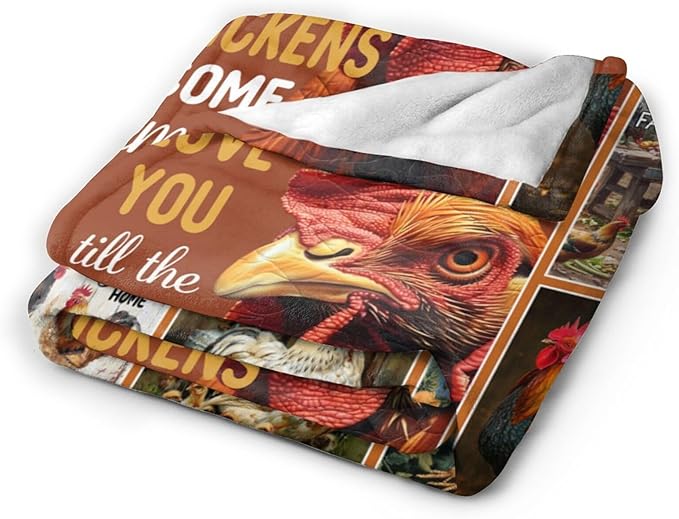 Farmhouse Chicken Blanket for Woman Funny Rooster Throw Blanket Chicken Stuff Decor Merch Cozy Flannel Fuzzy Warm Soft Plush Lightweight Bedding Chicken Gifts for Men Kids Girl Couch Sofa 50"X40"