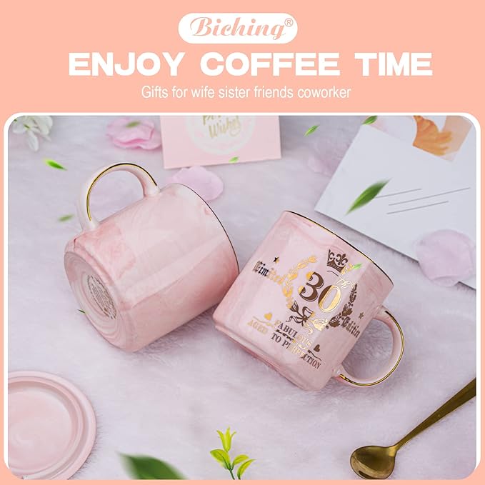 30th Birthday Gifts for Her, Fabulous 30 Limited Edition, 14oz Gold Pattern Coffee Mug, Microwave Dishwasher Safe, Unique Gift for Best Friend, Wife, Sister, Coworker, Beautifully Gift Boxed.