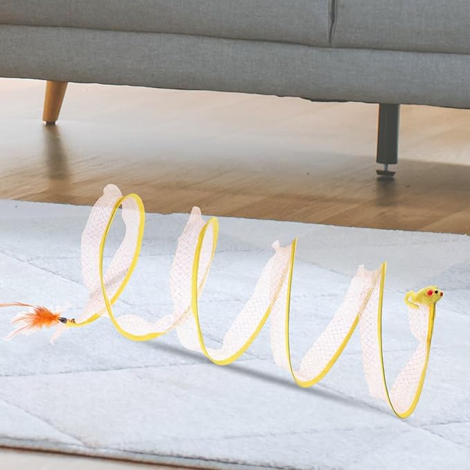 Folded Cat Tunnel, Large Size Portable Cat Toy Spiral Tunnel Cat Toy Tunnels for Indoor Cats Decompression Interactive Cat Springs Toys