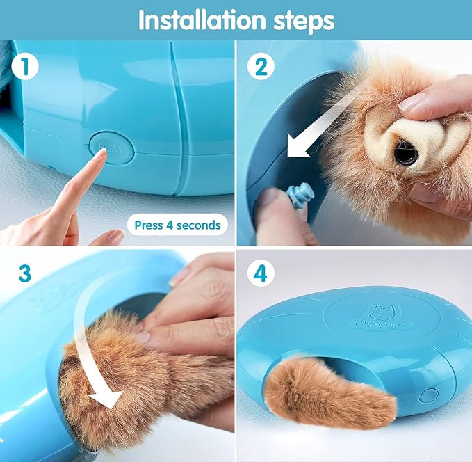 Migipaws Hide and Seek Replacements,2 Plush Balls with Catnip,2 Plush Tails with Catnip,Kitty Kitten Catnip Exercise Toys