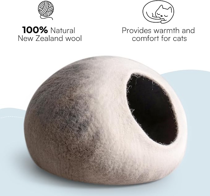 Cat Cave Bed -Handmade Wool Cat Bed Cave, Cat Bed Cat House, Felt Cat Caves for Indoor Cats and Kittens