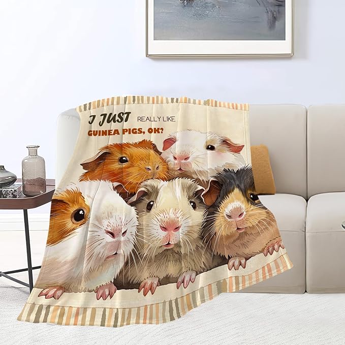 Guinea Pig Decor Throw Blanket - Super Warm Soft Plush Lightweight Fleece Flannel Cute Animals Blanket Gifts for Guinea Lovers Girls Boys Women Men for Winter Couch Bedding 50"X60"