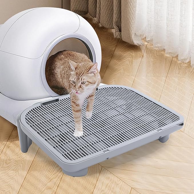 BALAPET Adjustable Cat Ramp for Litter Box Elevated Cat Litter Ramp for Cat Litter Boxes Double Layered Litter Trapper with Filter Function Cat Steps Suitable for Small & Elderly Cats (Grey)