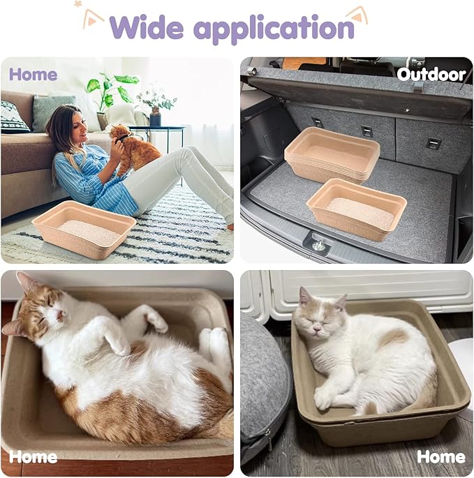 8 Pieces Disposable Litter Boxes for Cats Paper Cat Litter Tray Portable 2 in 1 Kitten Litter Box for Cat, Hamster, Guinea Pig, Mice, Small Animals, 16.7 x 12.8 x 4.1 inch