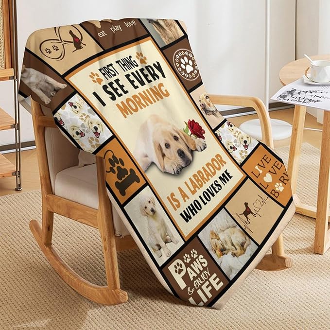 Labrador Dog Print Blanket Best Dog Pet Animal Throw Blankets for Couch Sofa Stuff Decor Gifts Lightweight Soft Cozy Fleece Plush Warm Flannel Bedding for Lover Man Woman Teen Adults 40"x50"