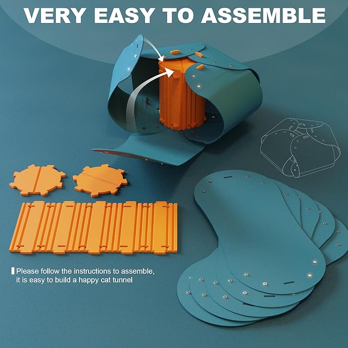 Spring Blossoms Cat Tunnel, Cat Cave for Indoor Cats Bed,Scratch Resistant Cat Toys for Medium Large Cats Hide and Seek Toy (Peacock Blue)