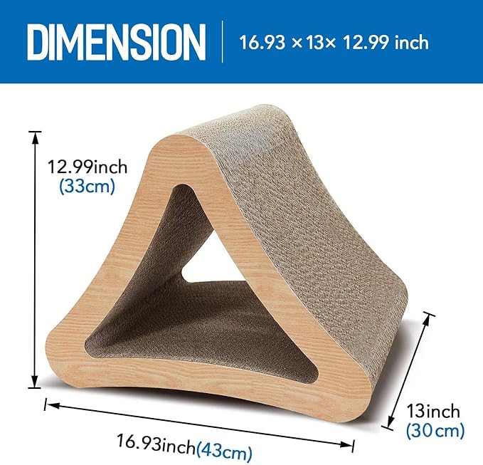FluffyDream 3-Sided Triangle Cat Scratching Post Scratcher Cardboard, Recycle Corrugated Vertical Cat Board Pads Prevents Furniture Damage, Triangular