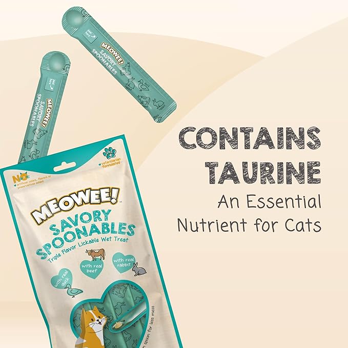 Savory Spoonables with Real Duck, Beef and Rabbit for Cats, 4 Count, Treat Your Cat to Triple Flavor Squeezable Lickable Wet Treats with Built-in Spoon for Less Mess