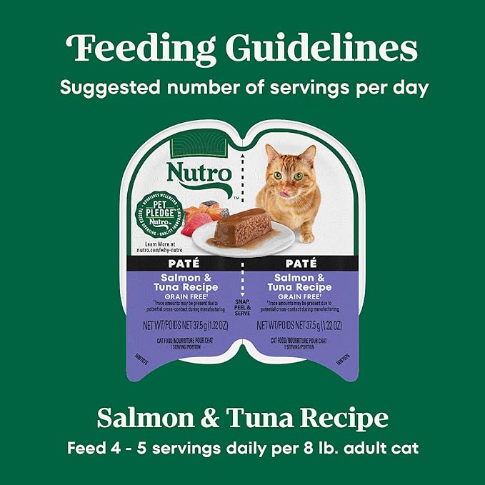 Nutro Perfect Portions Wet Cat Food Paté Salmon & Tuna Recipe, (24) 2.64 oz. Twin-Pack Trays