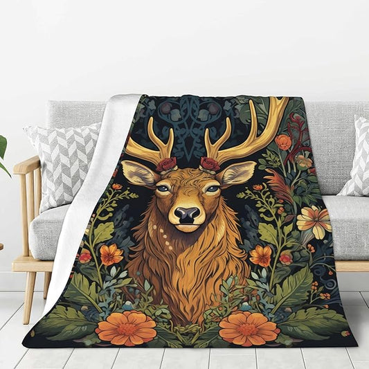 Deer Soft Throw Blanket Flannel Fleece Blankets Warm Cozy Lightweight Fuzzy Blanket for Bed Sofa Couch Home Decor 80"X60"