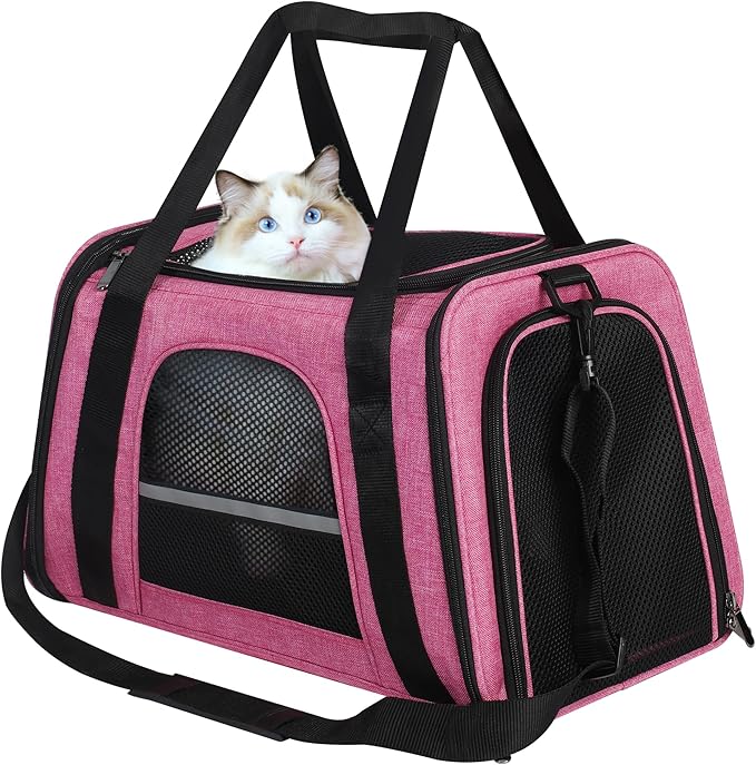 HiCaptain Soft Cat Carrier with Top Mesh Window - Pet Carrier Breathable for Medium Cats and Small Dogs Puppies up to 14 lb (Pink)